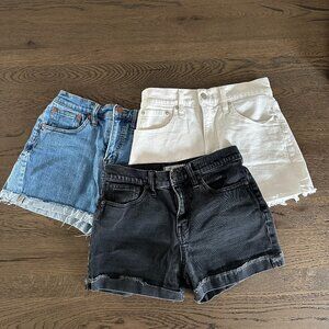 Madewell Denim Shorts Bundle (3 Pair) – Black, White & Classic Blue – Size 26
